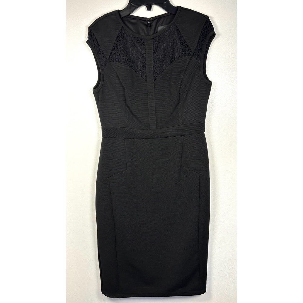 Adrianna Papell Ottoman Sheath Lace Pencil Dress in Black Women's 4